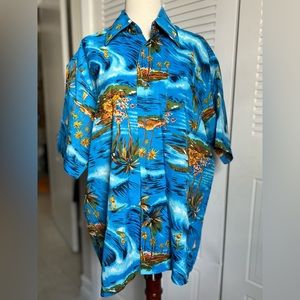 Vintage 70s Van Cort Hawaii Surfer Tropical Shirt